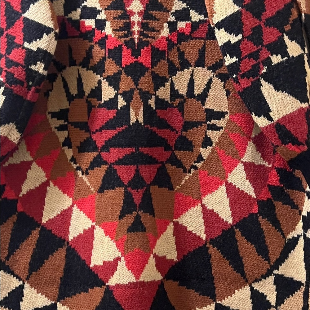Farm Rio Cardigan Heart Art Deco Intarsia Maxi Knit Sweater Sz‎ S - Picture 7 of 11